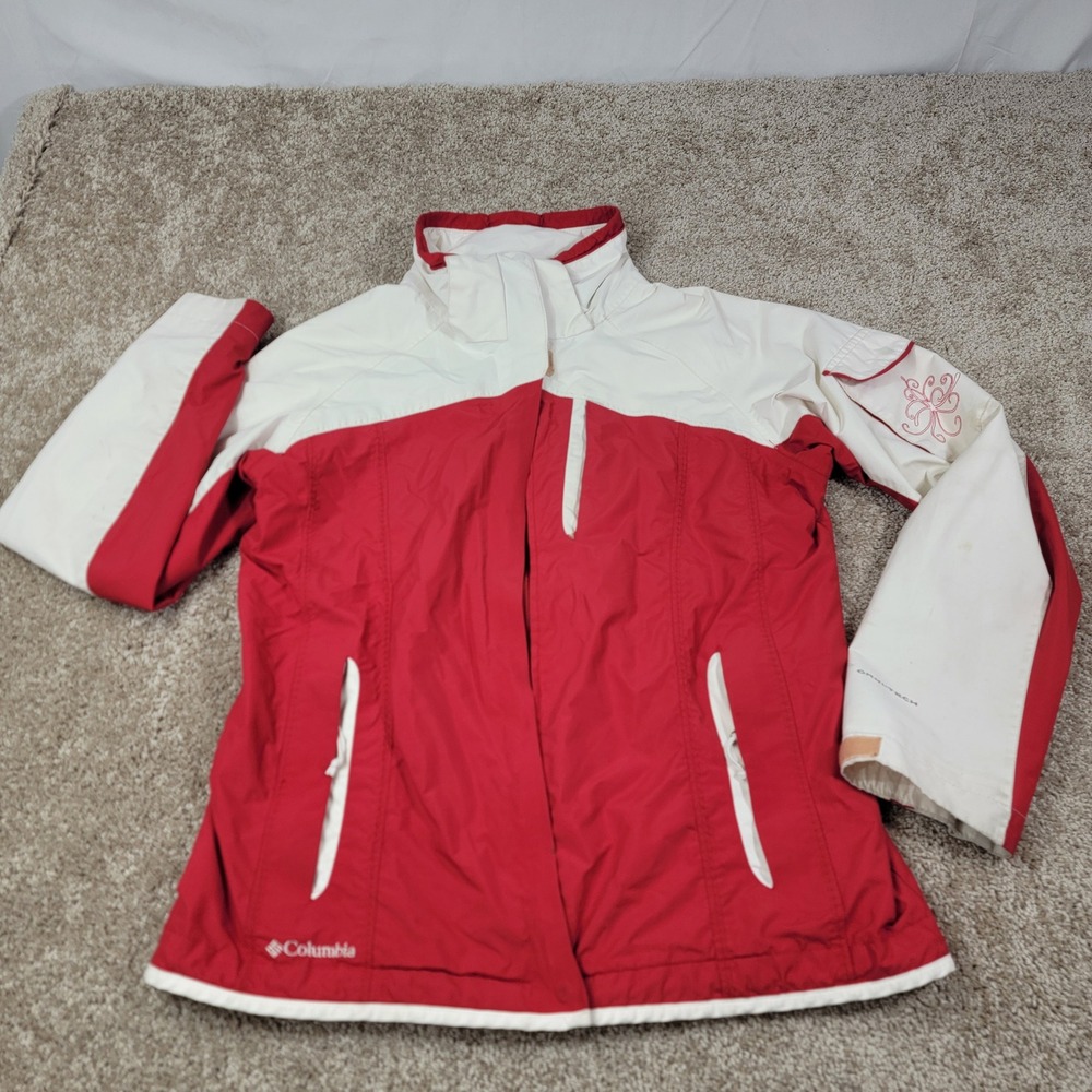Columbia Womans Bugaboo Jacket Waterproof Windproof Coat Sz Medium, Red, White - Picture 1 of 4